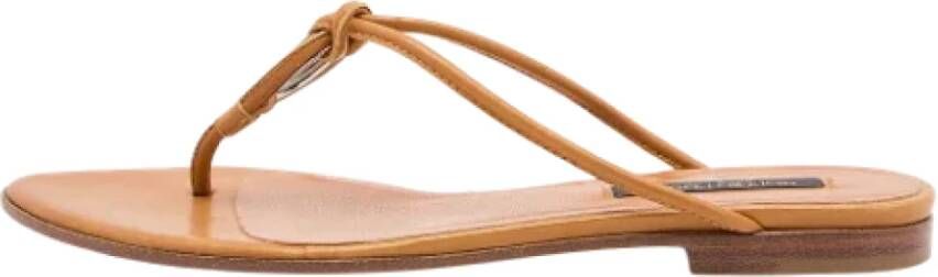 Sergio Rossi Pre-owned Leather flats Beige Dames