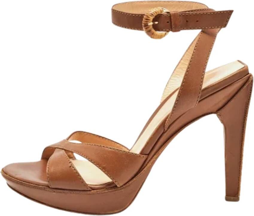 Sergio Rossi Pre-owned Leather sandals Brown Dames