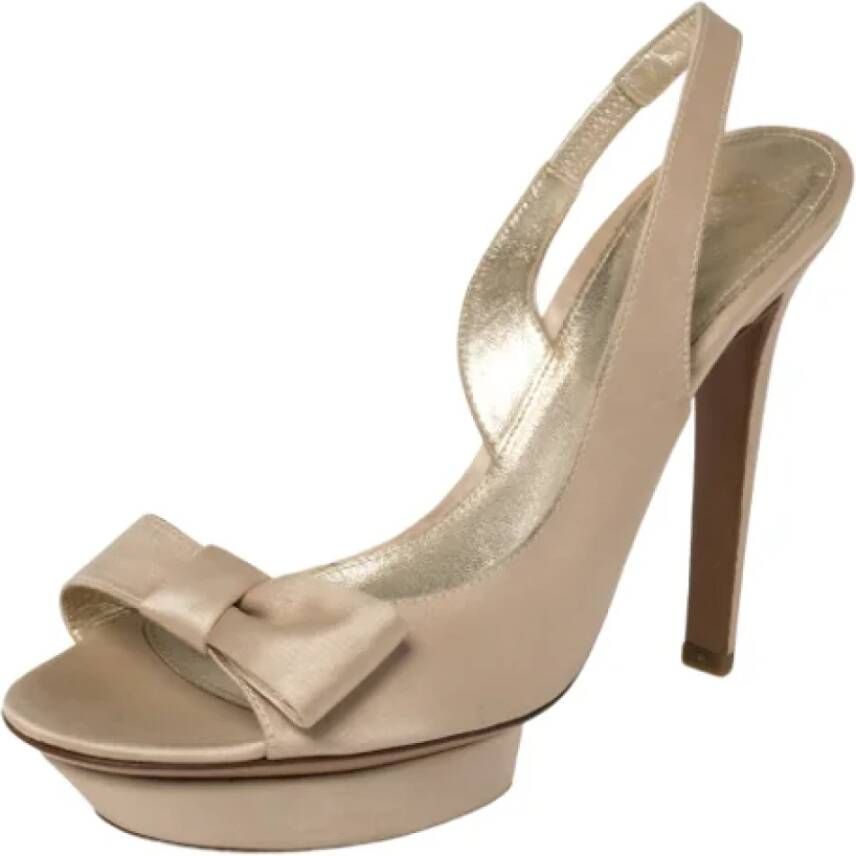 Sergio Rossi Pre-owned Satin sandals Beige Dames