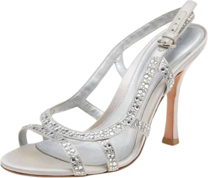 Sergio Rossi Pre-owned Satin sandals Gray Dames