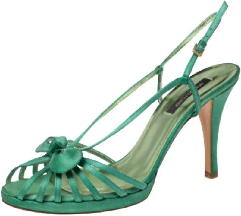 Sergio Rossi Pre-owned Satin sandals Green Dames
