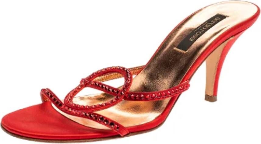 Sergio Rossi Pre-owned Satin sandals Red Dames