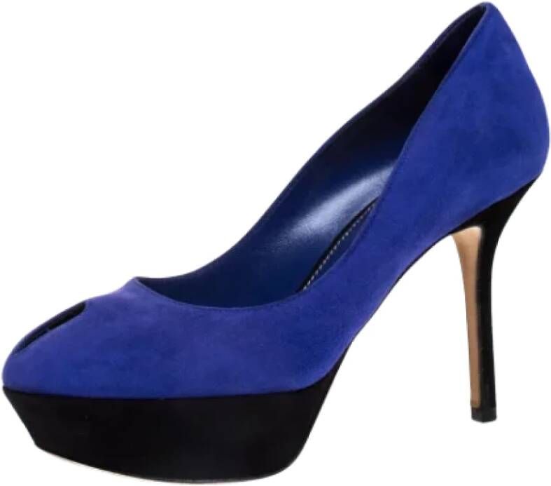 Sergio Rossi Pre-owned Suede heels Blue Dames