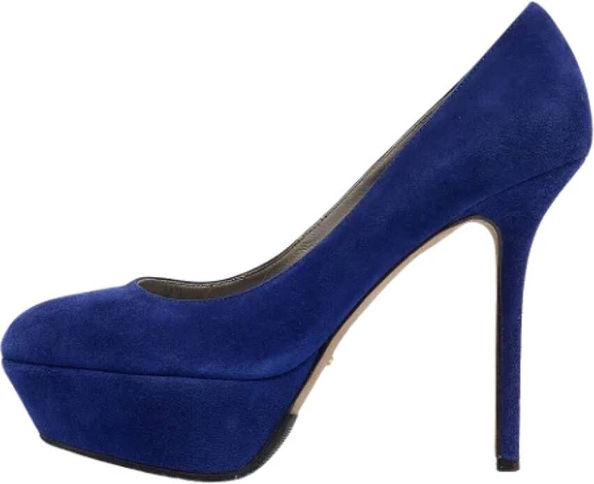 Sergio Rossi Pre-owned Suede heels Blue Dames