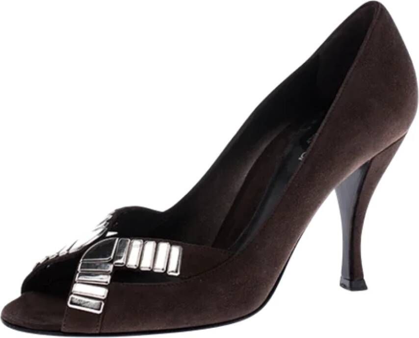 Sergio Rossi Pre-owned Suede heels Brown Dames