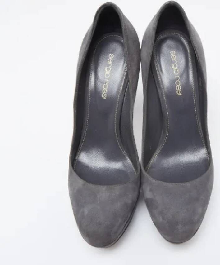 Sergio Rossi Pre-owned Suede heels Gray Dames