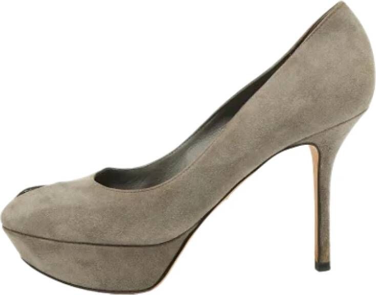 Sergio Rossi Pre-owned Suede heels Gray Dames