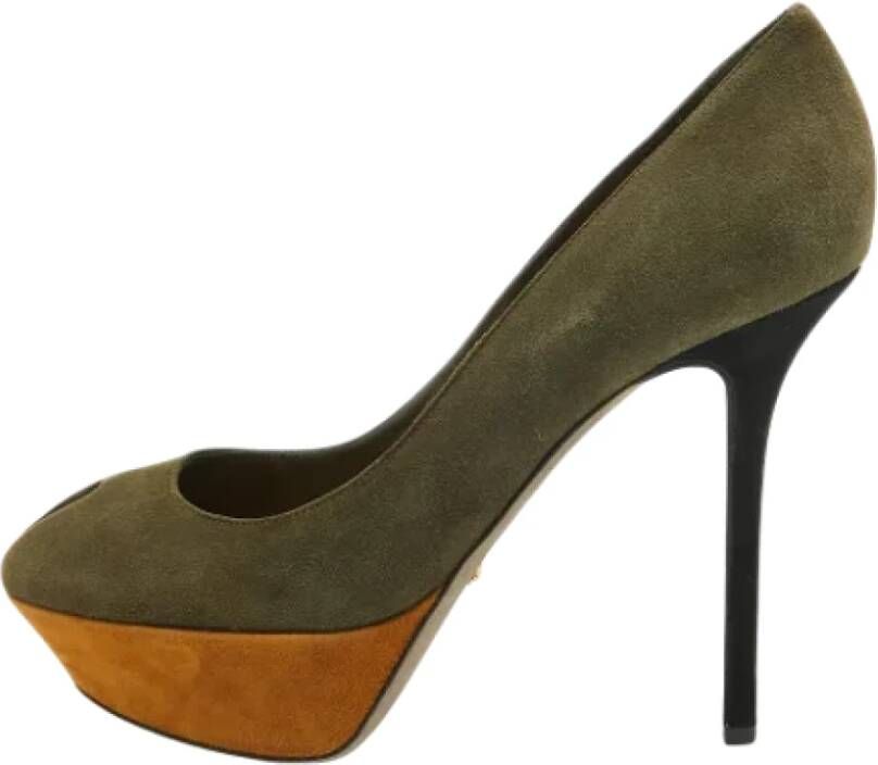 Sergio Rossi Pre-owned Suede heels Green Dames