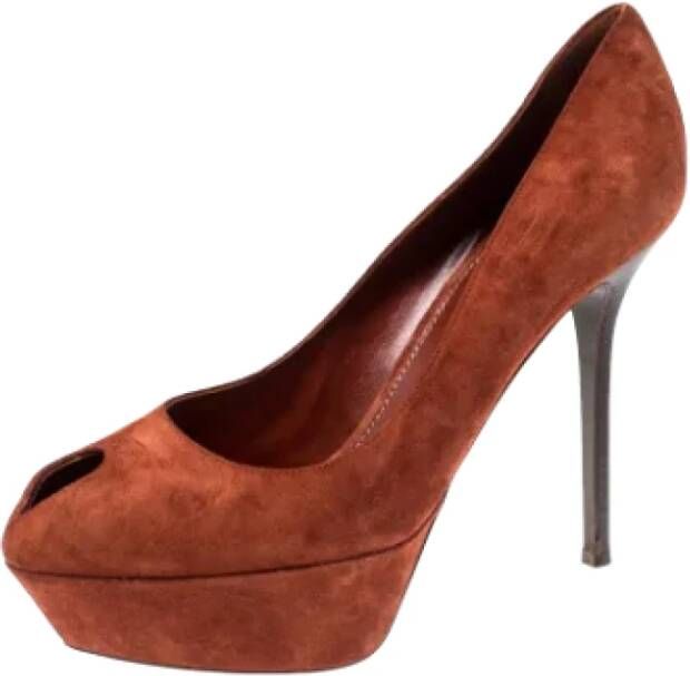Sergio Rossi Pre-owned Suede heels Orange Dames