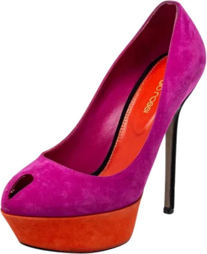 Sergio Rossi Pre-owned Suede heels Purple Dames