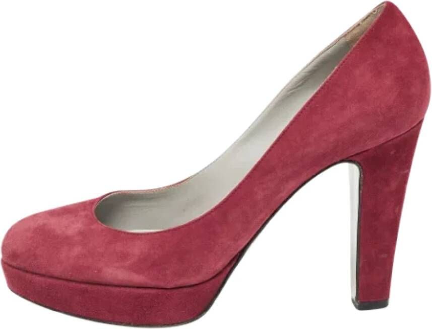 Sergio Rossi Pre-owned Suede heels Red Dames