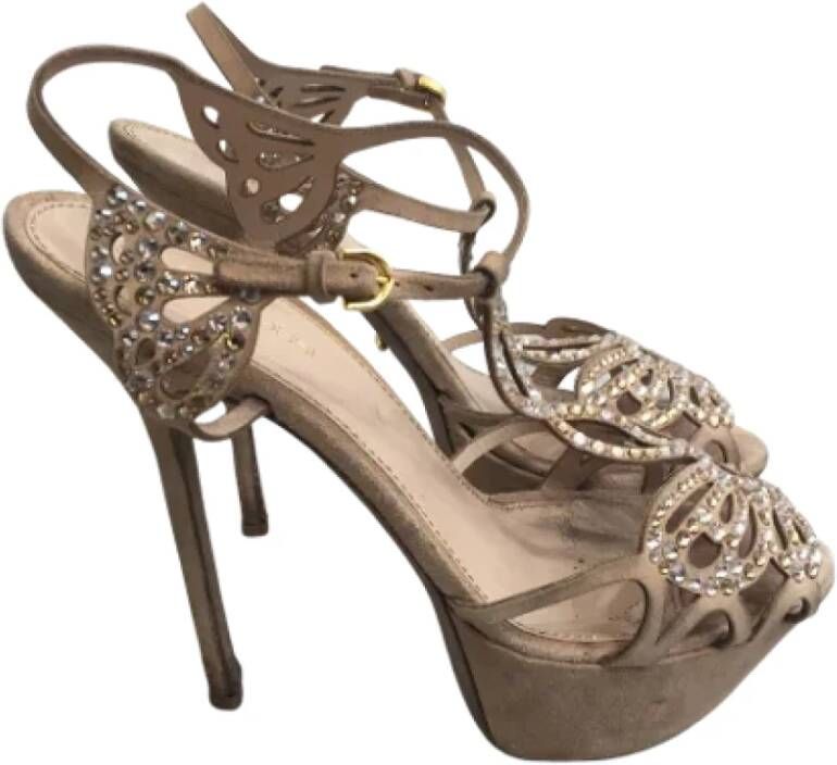 Sergio Rossi Pre-owned Suede sandals Beige Dames