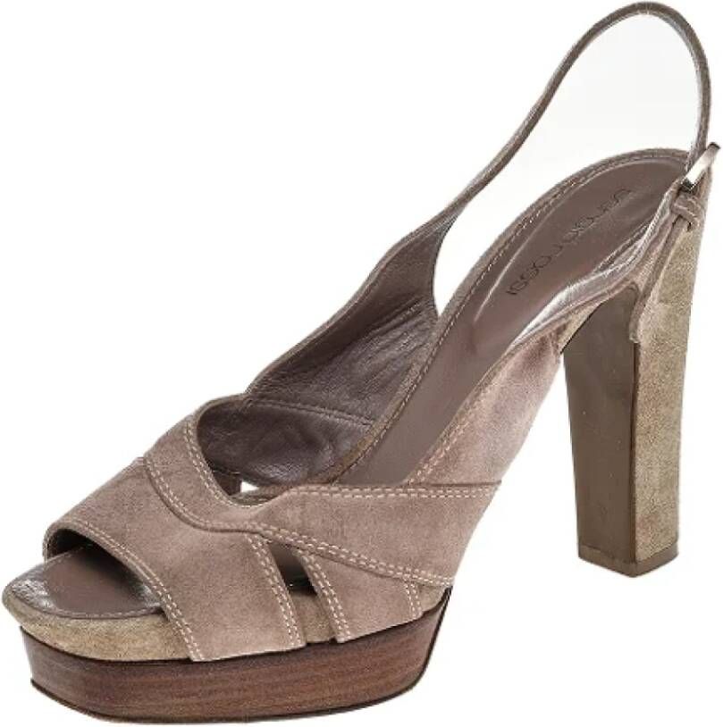 Sergio Rossi Pre-owned Suede sandals Beige Dames