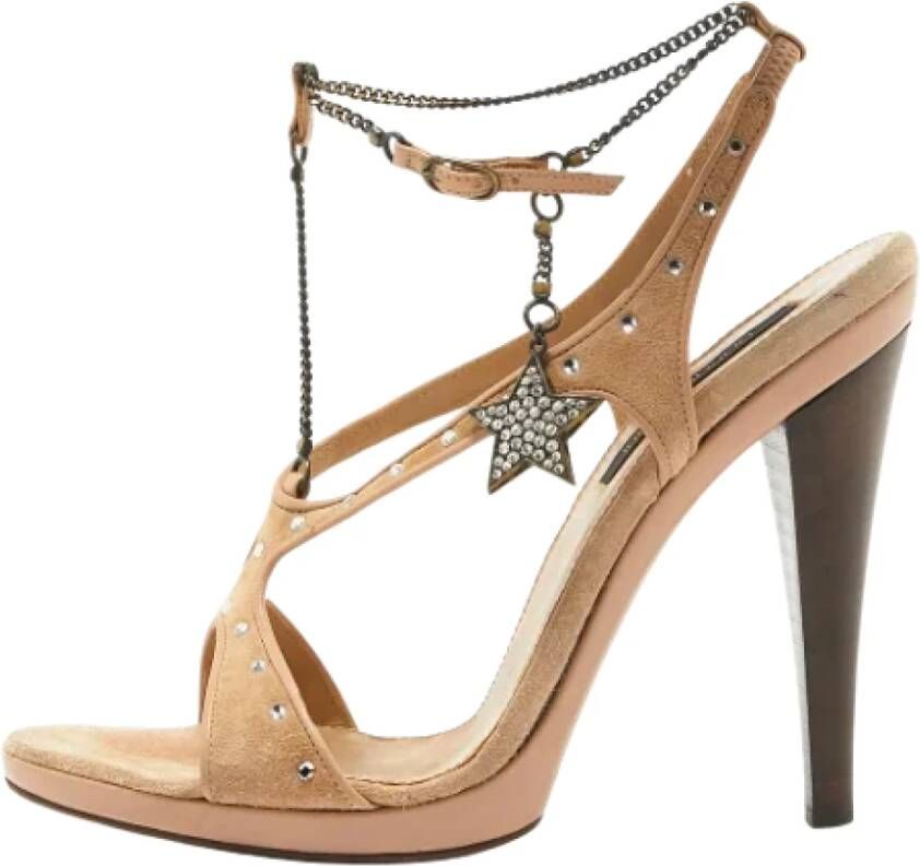 Sergio Rossi Pre-owned Suede sandals Beige Dames