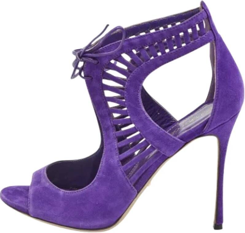 Sergio Rossi Pre-owned Suede sandals Purple Dames