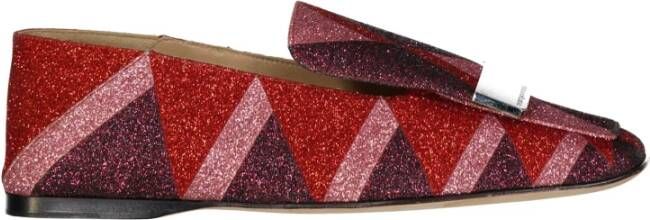 Sergio Rossi Rode Glitter Loafers Damesschoenen