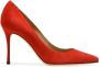 Sergio Rossi Rode Suède Pumps 8 cm Hakken Rood Dames - Thumbnail 1