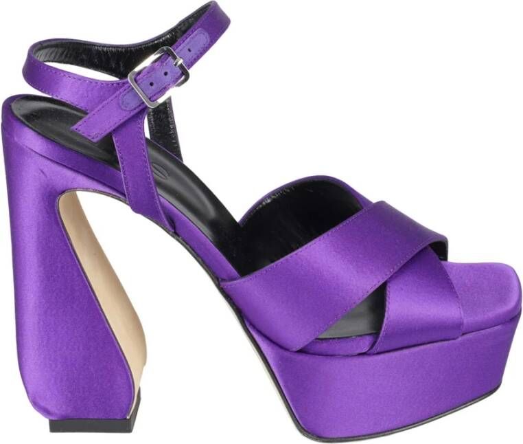 Sergio Rossi Satin Crepe Elegante Hakken Purple Dames