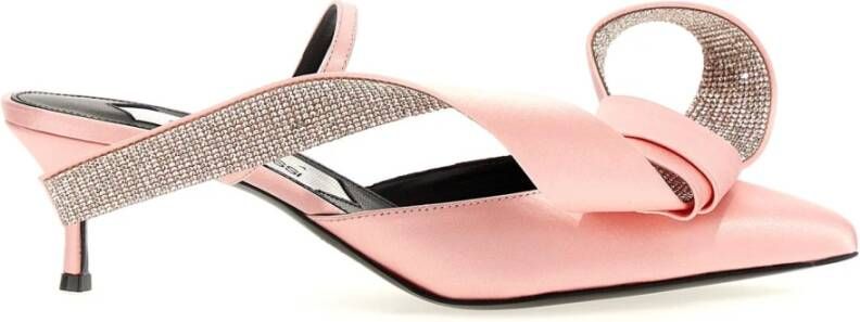 Sergio Rossi Satin Sandal Mule met Strass Applicatie