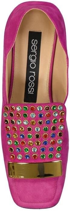 Sergio Rossi Leren Loafers met Kristaldetail