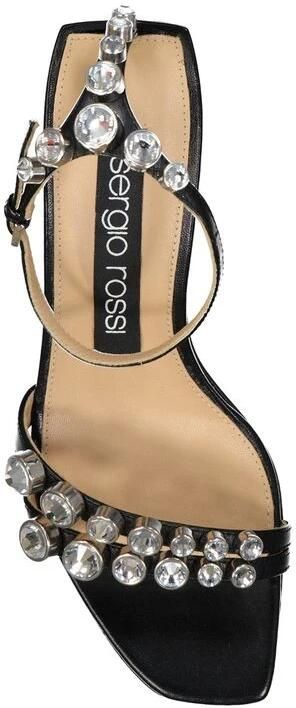 Sergio Rossi Leather Crystal Sandals