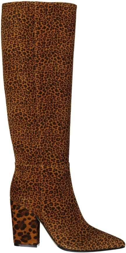 Sergio Rossi Leren laarzen met luipaardprint