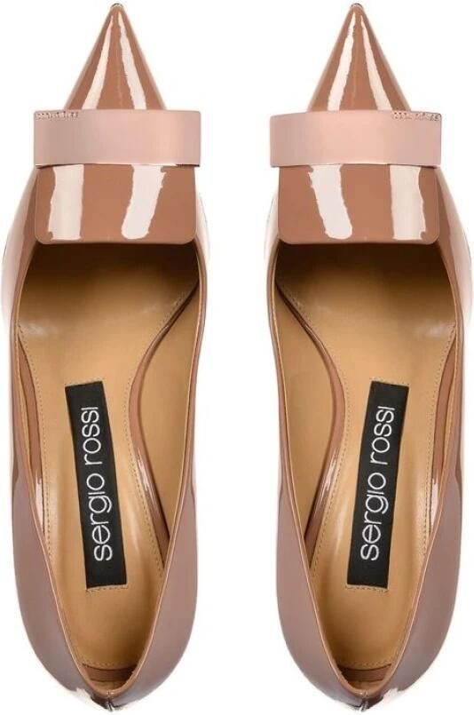 Sergio Rossi Leren Pumps met puntige neus Beige Dames
