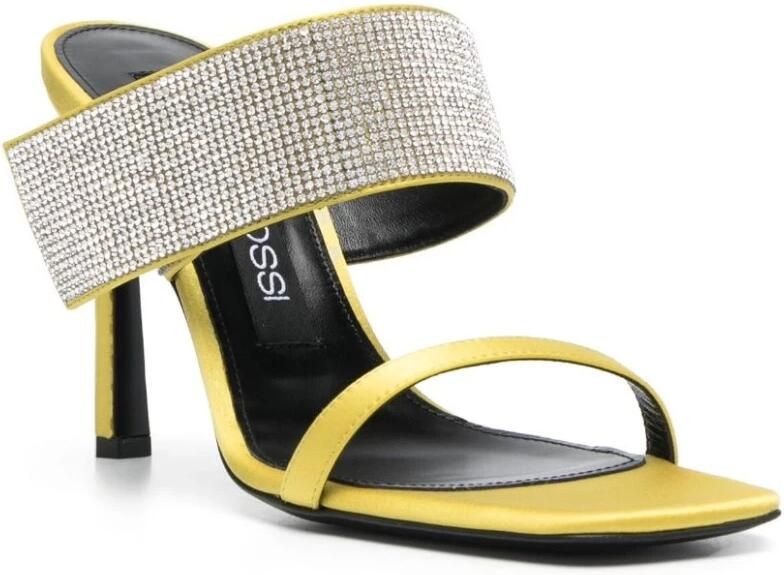 Sergio Rossi Luxe Citroengele Satijnen Sandalen Groen Dames