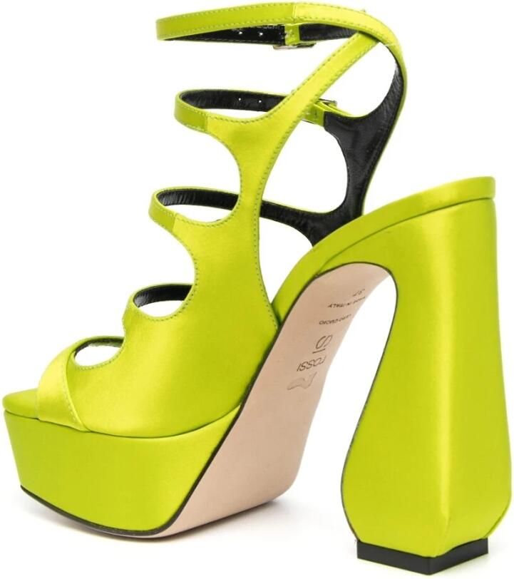 Sergio Rossi Neon Groene Plateau Sandalen met Multi-Way Straps