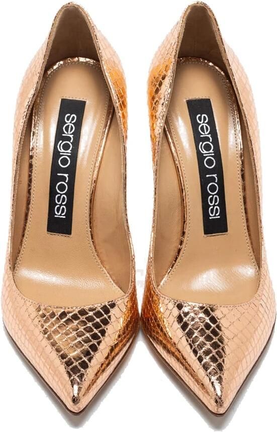 Sergio Rossi Rose Gold Python Effect Pumps