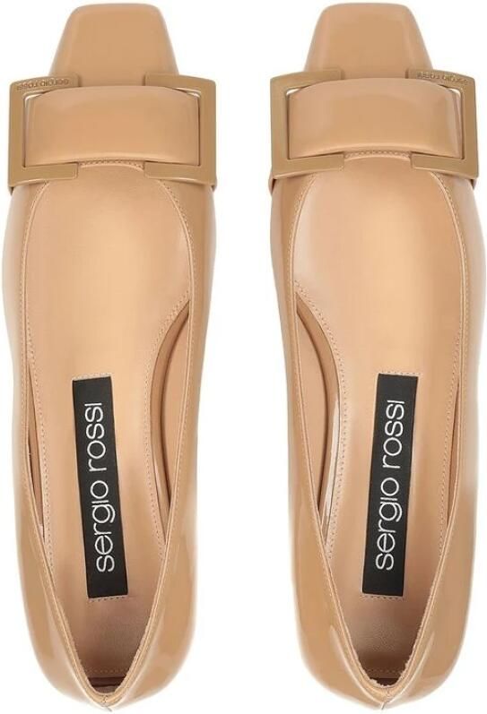 Sergio Rossi Leren Ballerina Flats Patent Vierkante Neus
