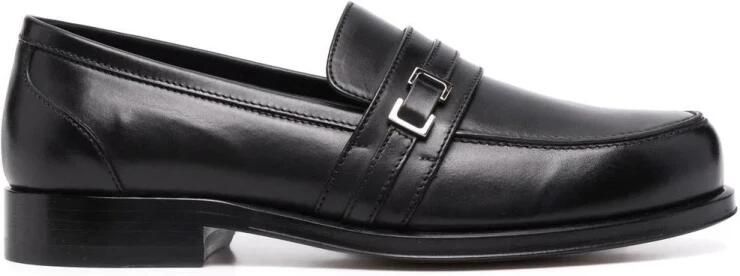 Sergio Rossi Zwarte leren loafers met gespsluiting