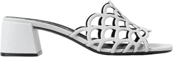 Sergio Rossi Witte leren blokhak sandalen