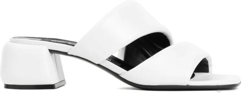 Sergio Rossi Witte Leren Sandalen Open Teen Hakken White Dames