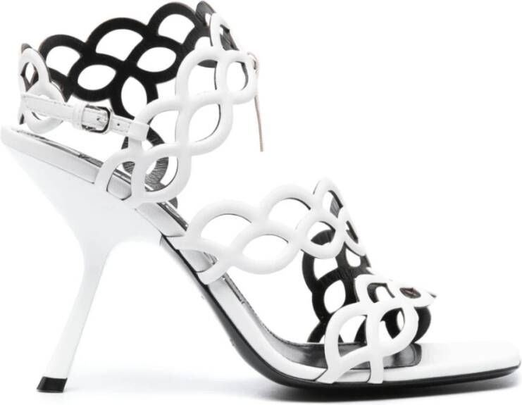 Sergio Rossi Witte Sandalen met Spiraal Design White Dames