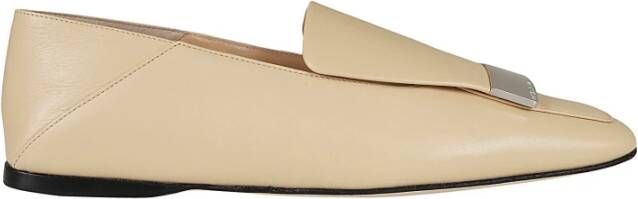 Sergio Rossi Zachte Huid Slipper Plat Beige Dames