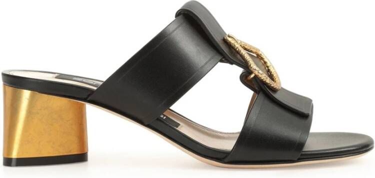 Sergio Rossi Zwarte Blokhak Sandalen
