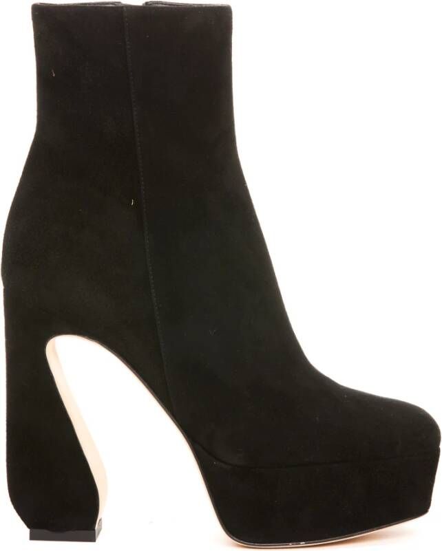 Sergio Rossi Zwarte Dames Pump Booties met Laterale Rits Sluiting Zwart Dames