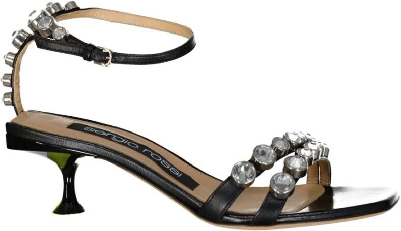 Sergio Rossi Zwarte kristalsandalen voor vrouwen