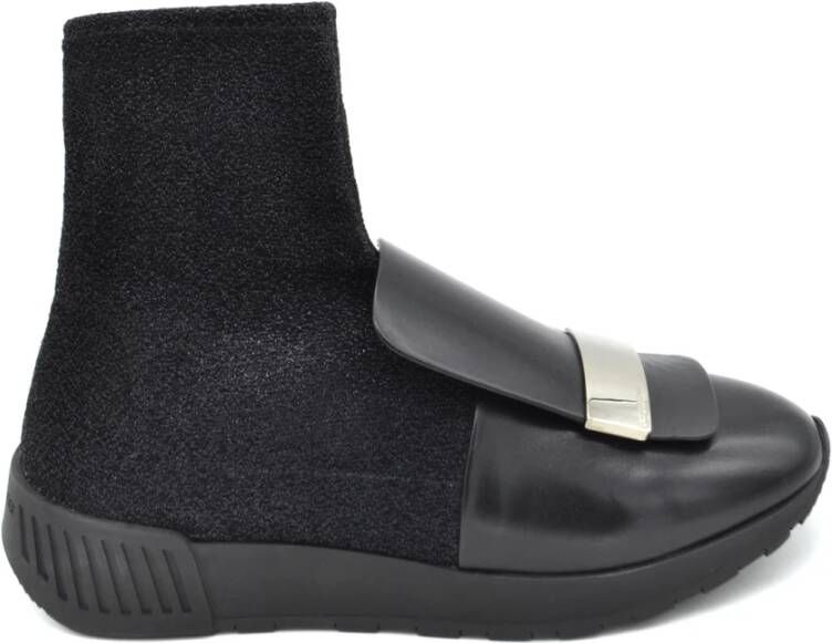 Sergio Rossi Zwarte leren Booties Gemaakt in Italië
