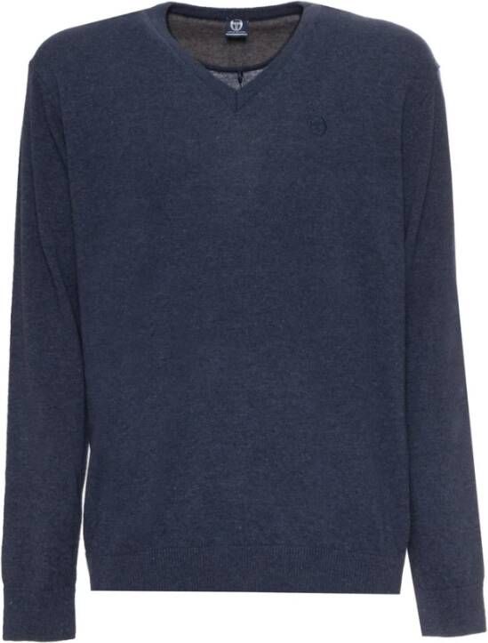 Sergio Tacchini V-hals wollen trui met geribbelde boorden en logo