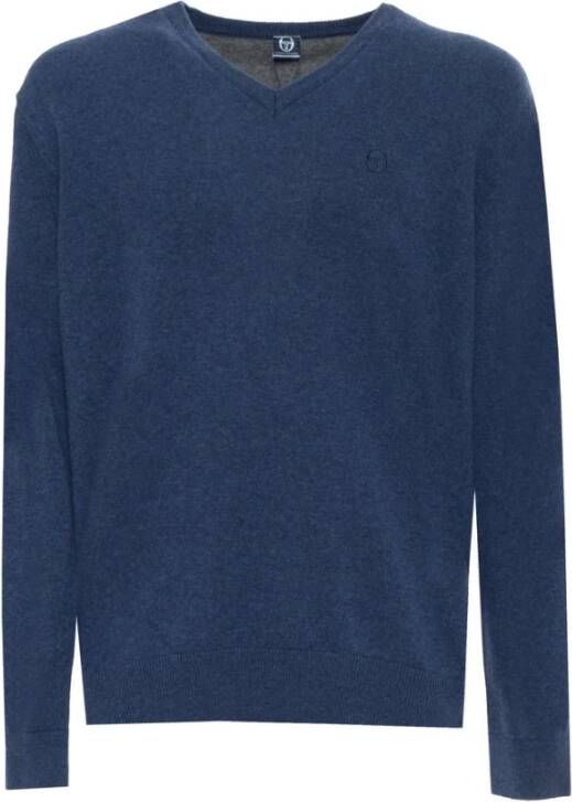 Sergio Tacchini V-hals Wollen Trui met Geribbelde Boorden en Zichtbaar Logo