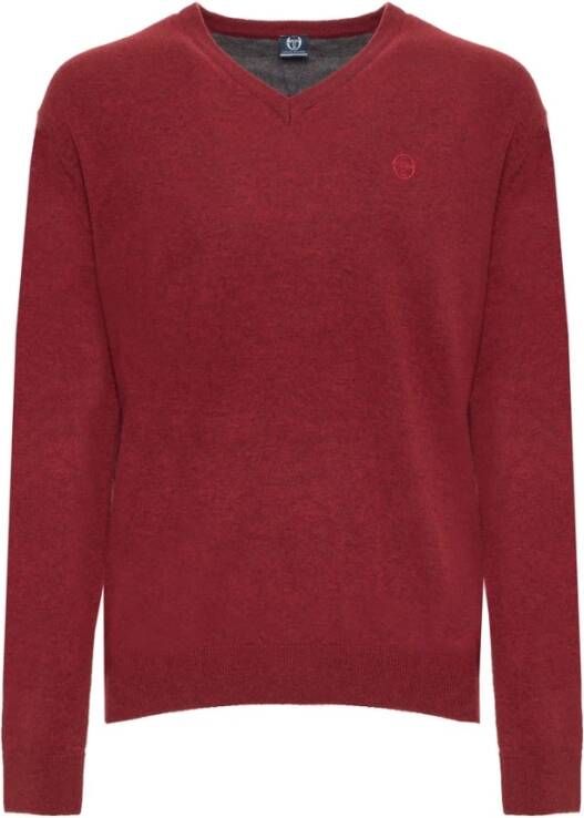 Sergio Tacchini Wollen trui met V-hals geribbelde boorden en zichtbaar logo