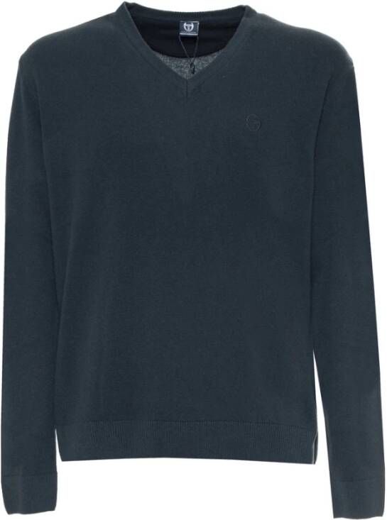 Sergio Tacchini Wollen trui met V-hals geribbelde boorden en zichtbaar logo