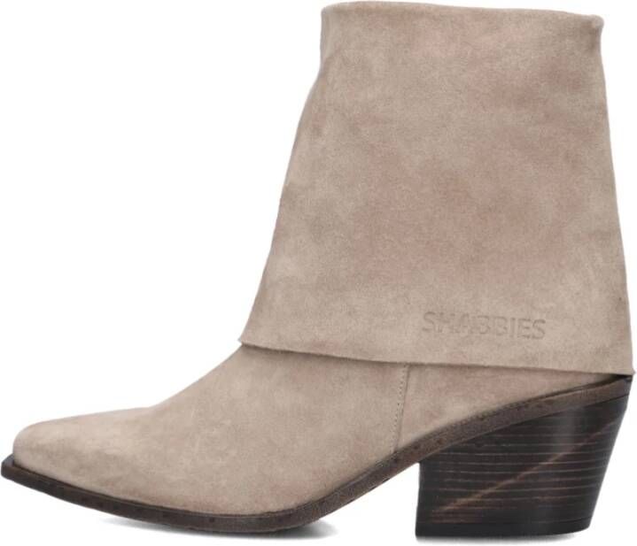 Shabbies Beige Suède Enkellaarsjes Jaira Double
