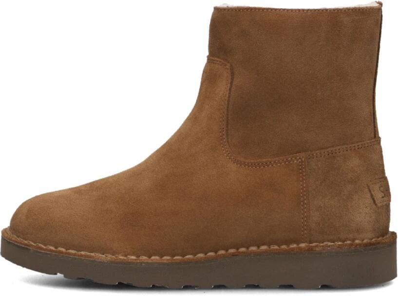 SHABBIES Enkelboots Dames Palissa Mia Zip Suède Cognac - Foto 3