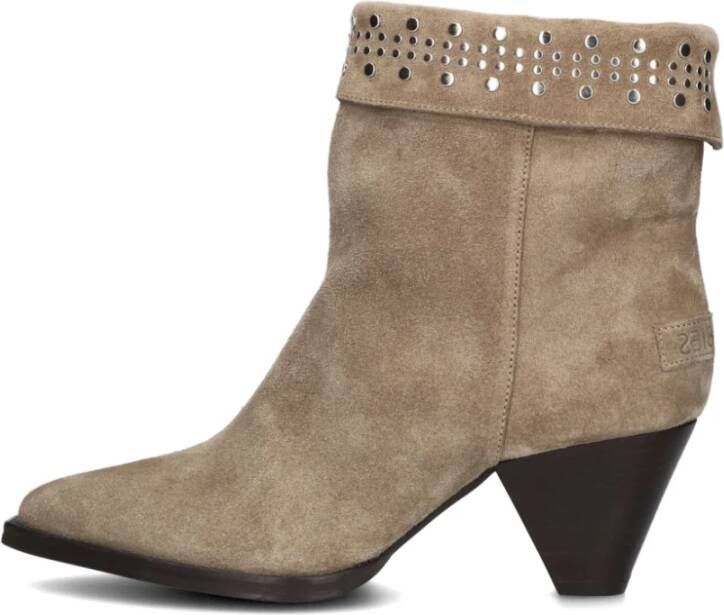 Shabbies Taupe Leren Dames Enkellaarzen