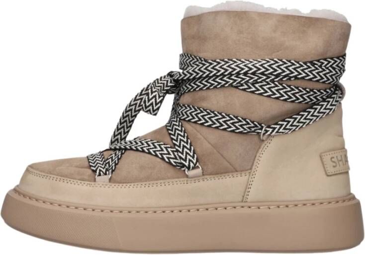 Shabbies Taupe Suede Sneaker Enkellaarsjes Beige Dames