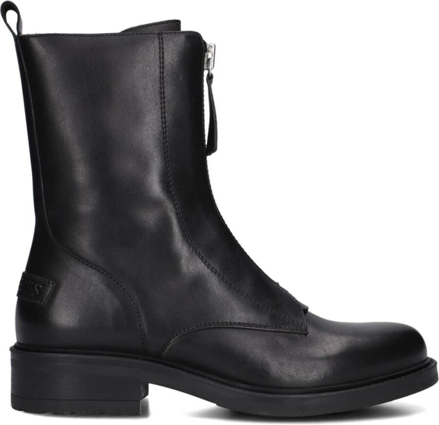 SHABBIES Enkelboots Dames Dean Zipa Leer Zwart