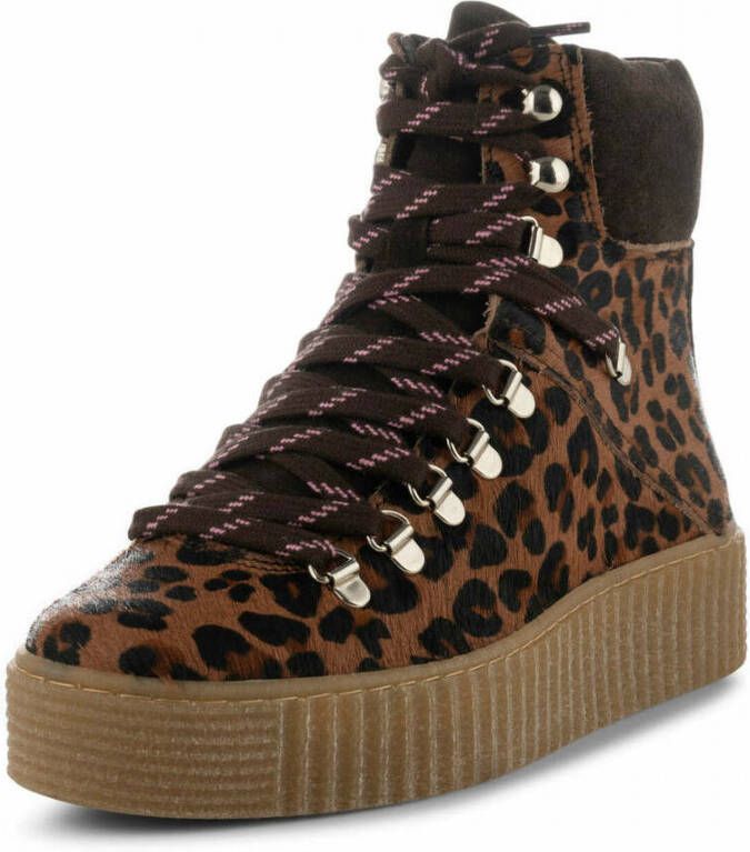 Shoe the Bear Agda boot suede Chesnut Leopard Pony Bruin Dames